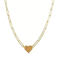 14k Gold Plated Heart Necklace with Paperclip Chain