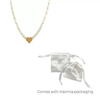 14k Gold Plated Heart Necklace with Paperclip Chain