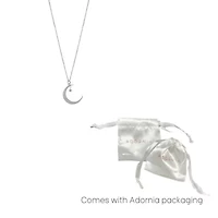 Rhodium Plated Hanging Moon and Star Necklace