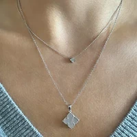 Rhodium Plated Flower White Mother of Pearl Necklace
