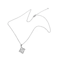 Rhodium Plated Flower White Mother of Pearl Necklace