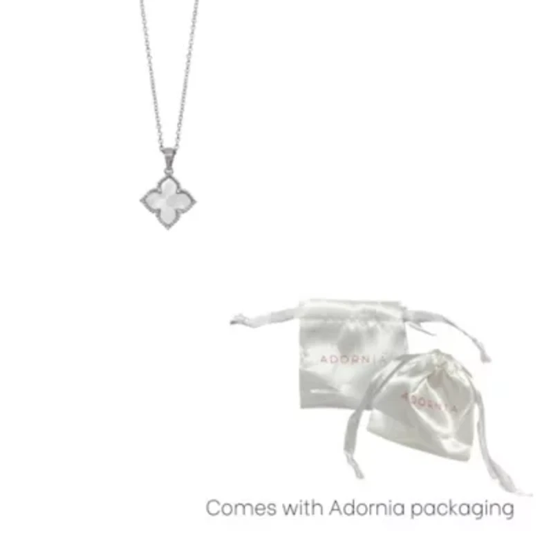 Rhodium Plated Flower White Mother of Pearl Necklace