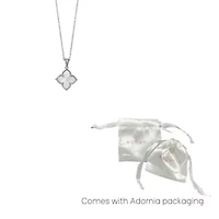 Rhodium Plated Flower White Mother of Pearl Necklace