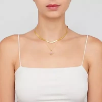 14k Gold Plated Pink Flower Mother of Pearl Necklace