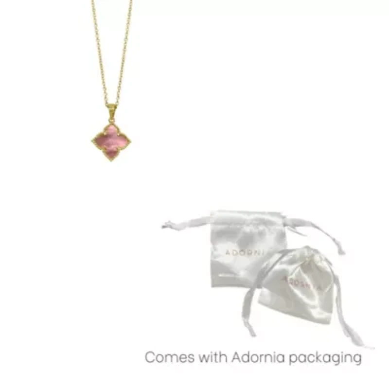 14k Gold Plated Pink Flower Mother of Pearl Necklace