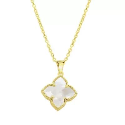 14k Gold Plated Flower White Mother of Pearl Necklace