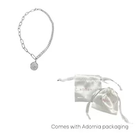Tarnish Resistant Rhodium Plated Coin Mixed Chain Necklace