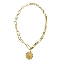 Tarnish Resistant 14k Gold Plated Coin Mixed Chain Necklace