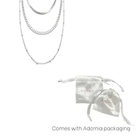 Tarnish Resistant Rhodium Plated Triple Layered Chain Necklace