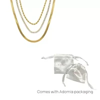 Tarnish Resistant 14k Gold Plated Herringbone Chain, Rope Chain, and Tennis Necklace Set