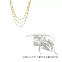 14k Gold Plated Box Chain, Ball Chain, and Oversized Paper Clip Chain Necklace Set