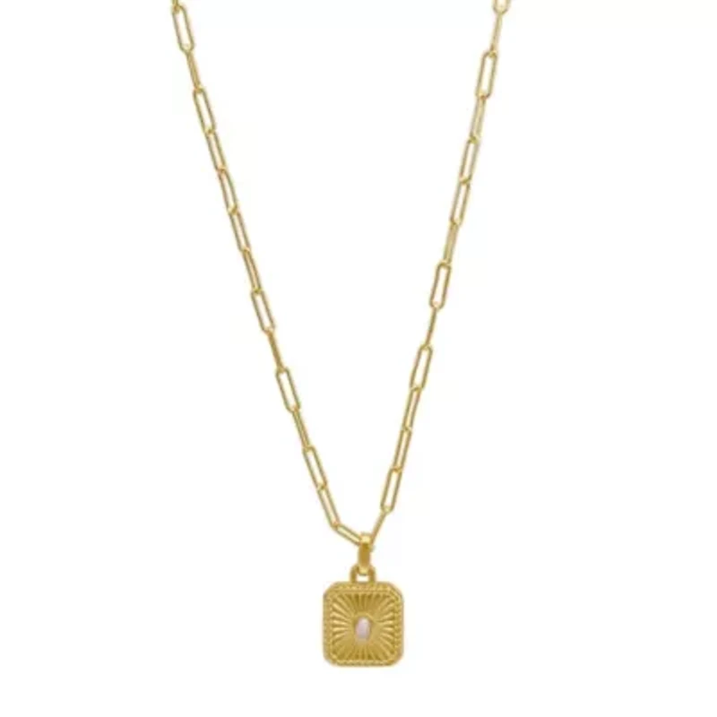 Tarnish Resistant 14k Gold Plated Paper Clip Chain Pendant Neckalce