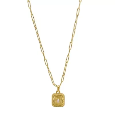 Tarnish Resistant 14k Gold Plated Paper Clip Chain Pendant Neckalce