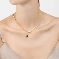 Tarnish Resistant 14k Gold Plated Green Clover Necklace