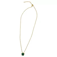 Tarnish Resistant 14k Gold Plated Green Clover Necklace