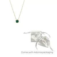 Tarnish Resistant 14k Gold Plated Green Clover Necklace