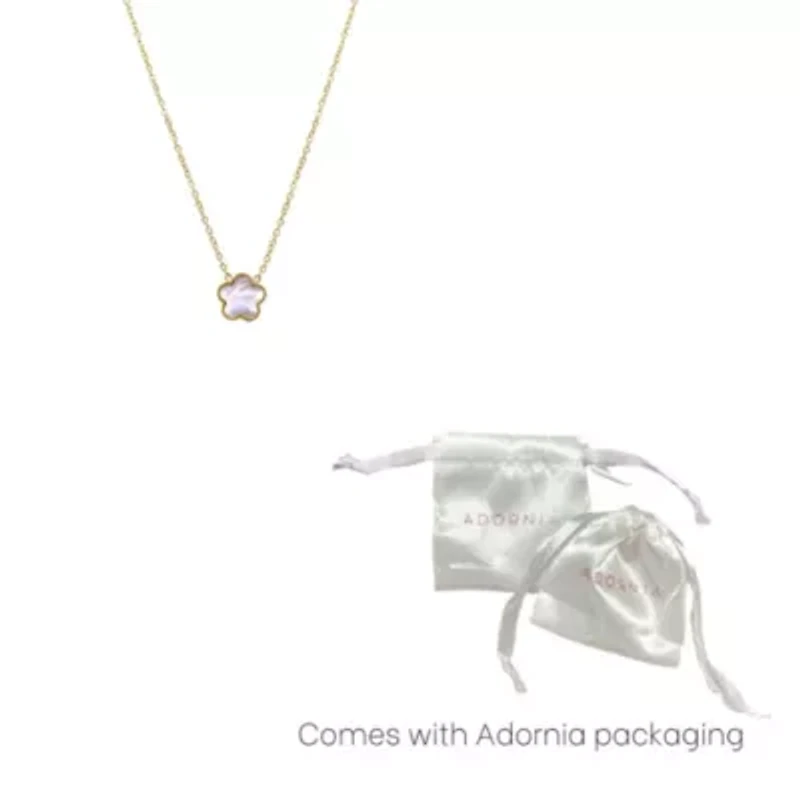 14k Gold Plated White Mother of Pearl Clover Necklace