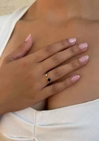 14k Gold Plated Adjustable Clover CZ Ring