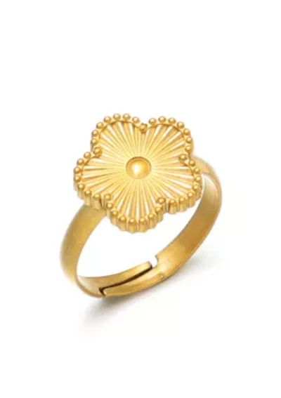 Tarnish Resistant 18k Gold Plated Adjustable 5-Leaf Clover Ring