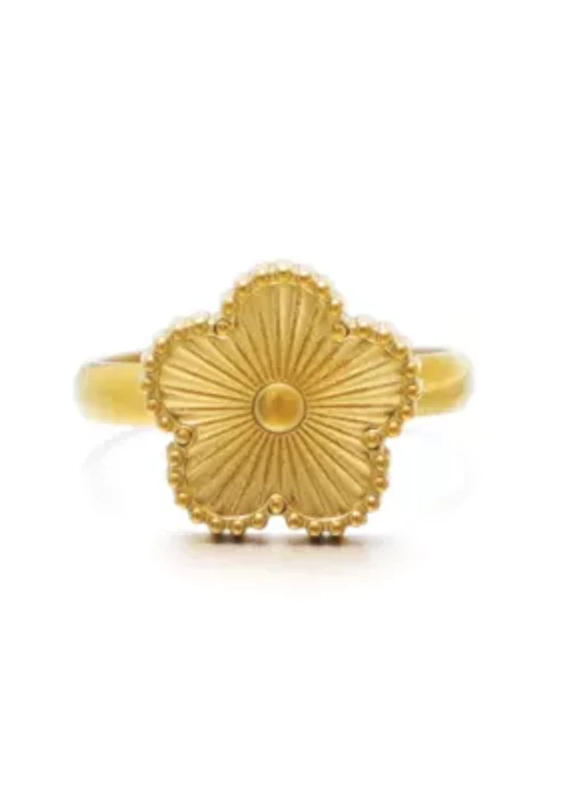 Tarnish Resistant 18k Gold Plated Adjustable 5-Leaf Clover Ring