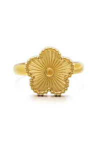 Tarnish Resistant 18k Gold Plated Adjustable 5-Leaf Clover Ring
