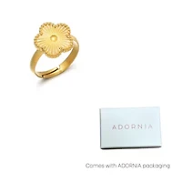 Tarnish Resistant 18k Gold Plated Adjustable 5-Leaf Clover Ring