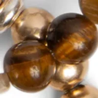 Gold Tone Natural Beaded Charm Stretch Bracelet Set