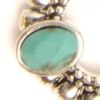 Silver Tone Turquoise Beaded Charm Stretch Bracelet Set