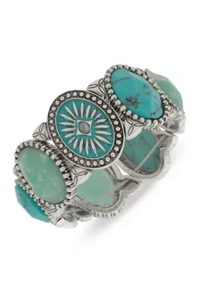 Two Tone Turquoise Flex Cuff Bracelet
