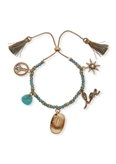  Beaded Western Charm Slider Bracelet