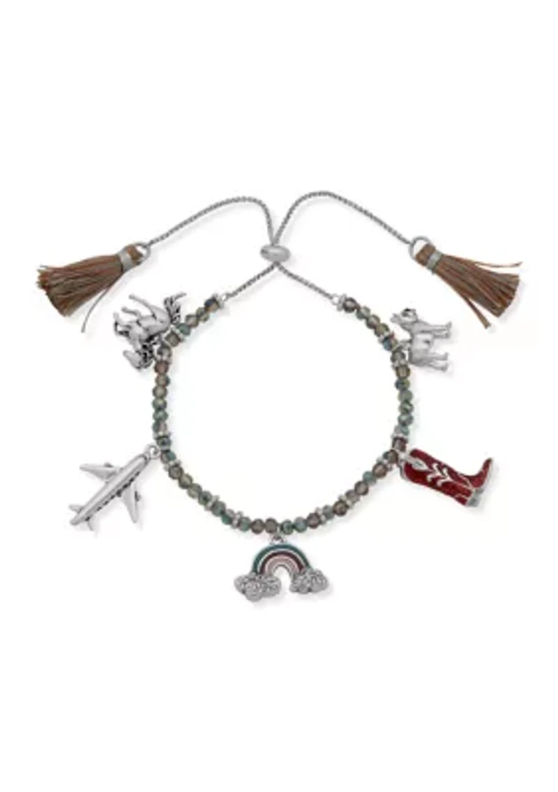 Beaded Multi Charm Slider Bracelet
