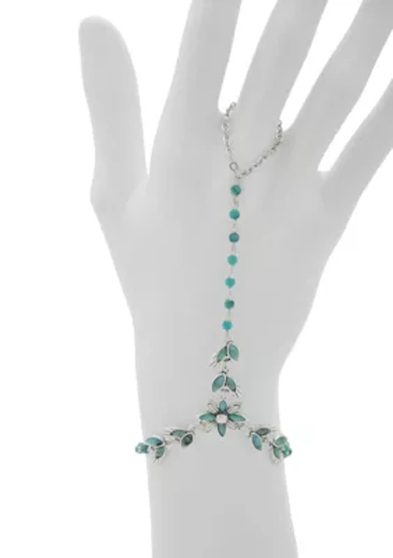  Blue Beaded Flower Hand Chain