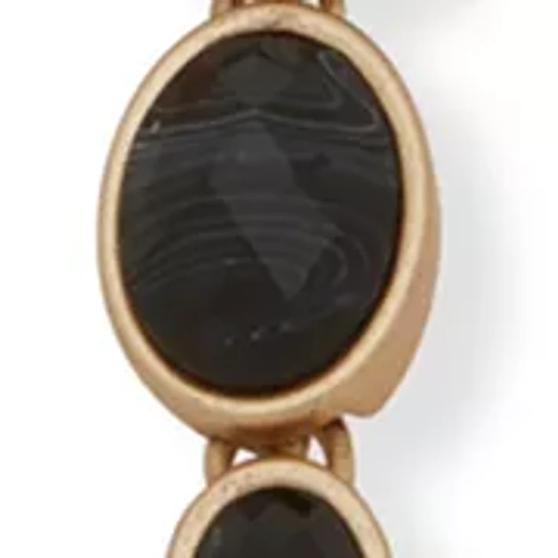 Jet Gold Tone Hand Chain 