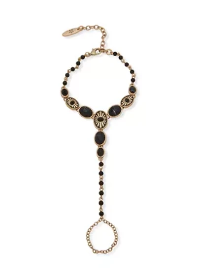 Jet Gold Tone Hand Chain