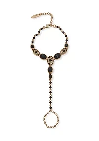 Jet Gold Tone Hand Chain 