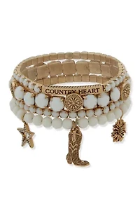  Country Heart Stretch Bracelet Set