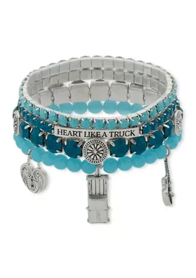 Blue Stone Heart Like A Truck Stretch Bracelet