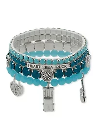 Blue Stone Heart Like A Truck Stretch Bracelet