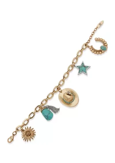 Turquoise Chain Charm Flex Bracelet
