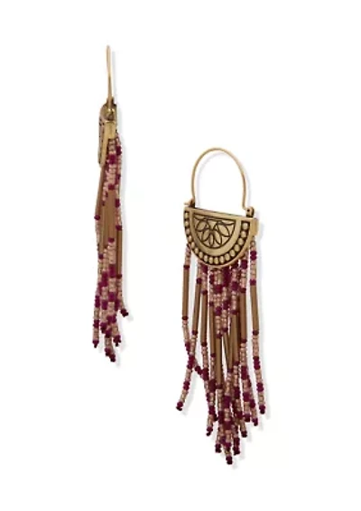 Beaded Fringe Hoop Earrings