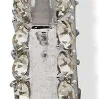 Silver Tone Crystal Pave Star Hoop Earrings