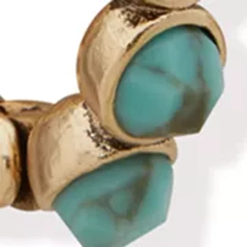 Gold Tone Turquoise Pavé Star Trio Earring Set