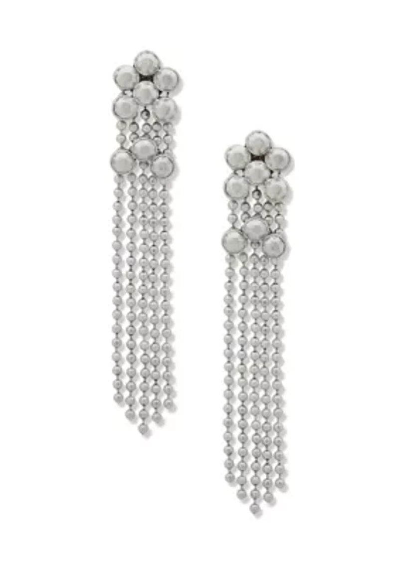 Silver Tone Post Beaded Linear Earrings
