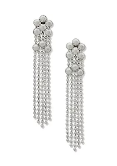 Silver Tone Post Beaded Linear Earrings