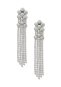 Silver Tone Post Beaded Linear Earrings