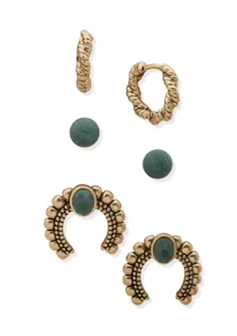 Hoop Horseshoe Trio Earring Set