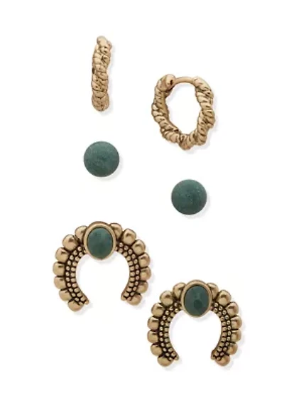 Hoop Horseshoe Trio Earring Set