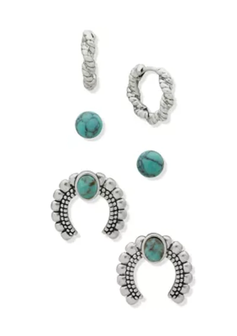 Hoop Horseshoe Trio Earring Set