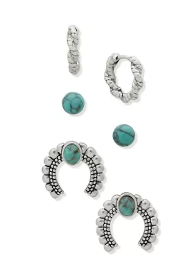 Hoop Horseshoe Trio Earring Set