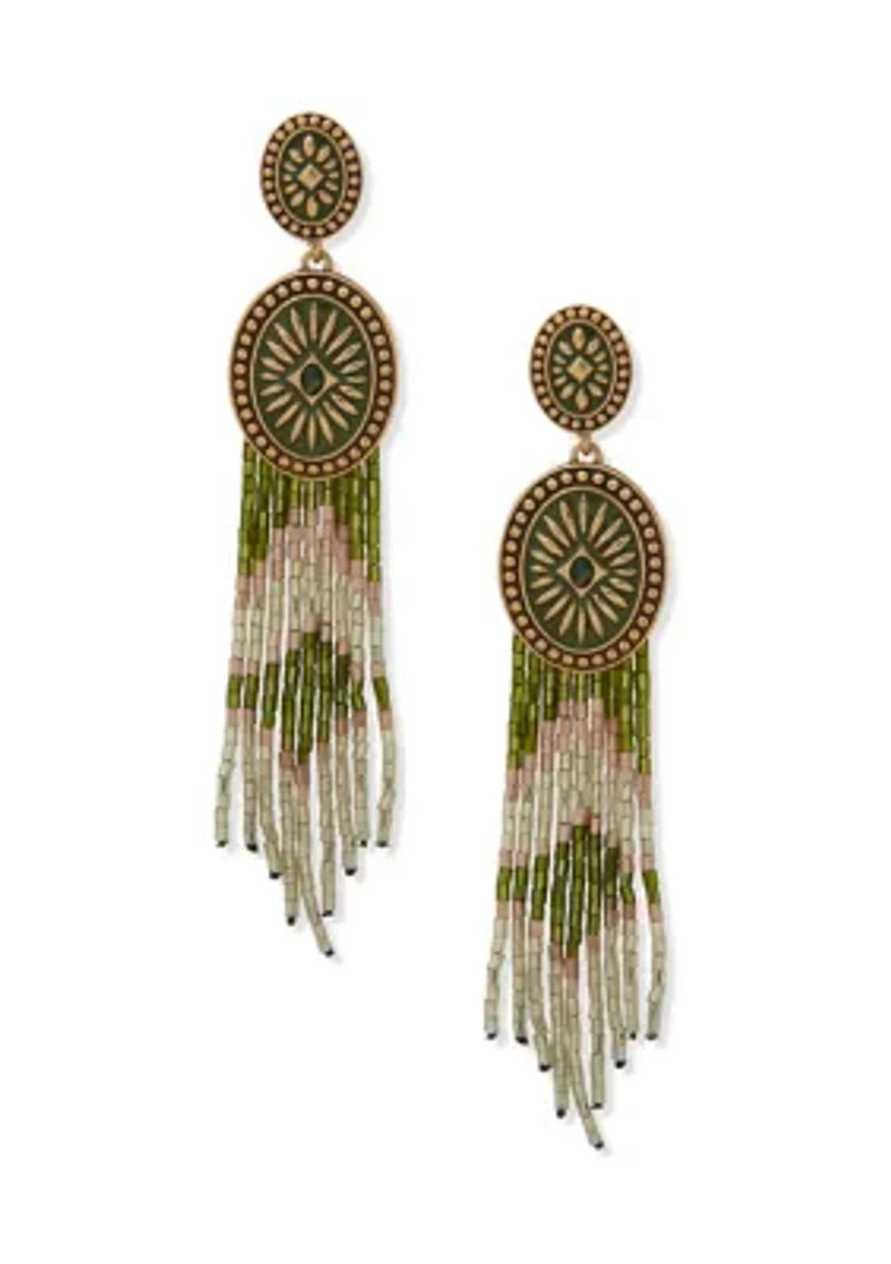 Long Beaded Linear Earrings